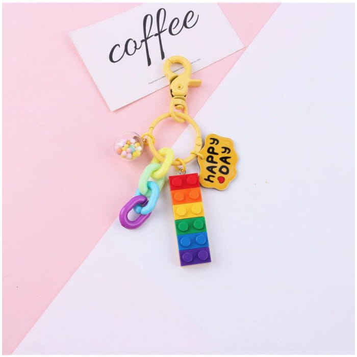 Rainbow Toy Block Bag Charm Keyring (Various Designs)