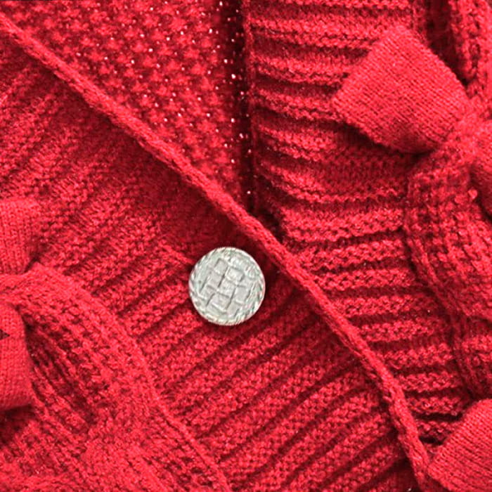 Red Bow Decor Cardigan Lace Slip Dress Set