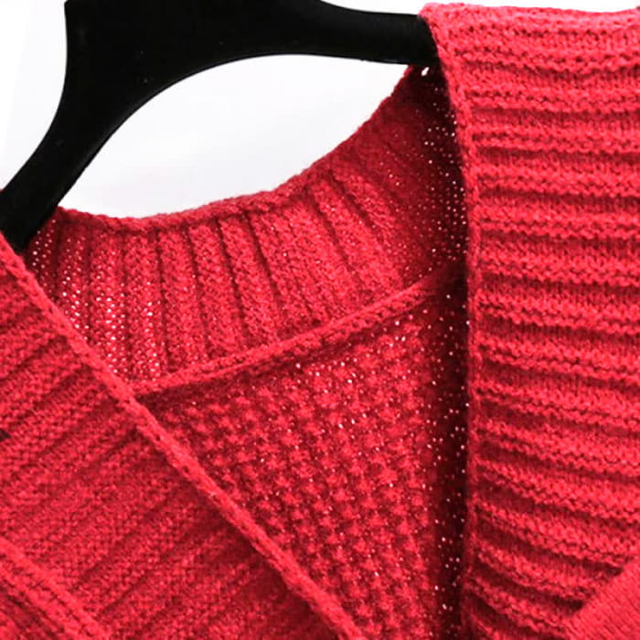 Red Bow Decor Cardigan Lace Slip Dress Set