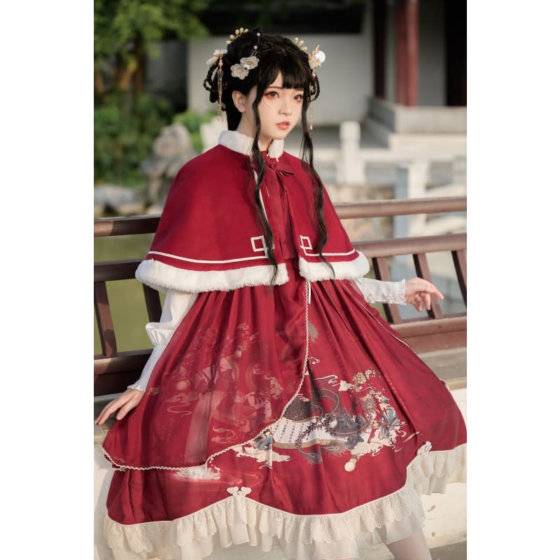 Red Dragon Lolita Tang Dress - Modern Hanfu