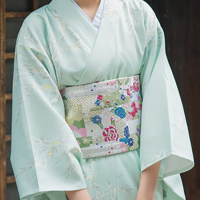 Red Elegant Print Traditional Kimono Dress - One Size