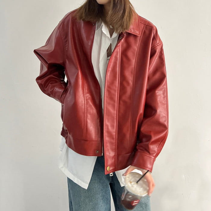 Red Leather Jacket - Jackets
