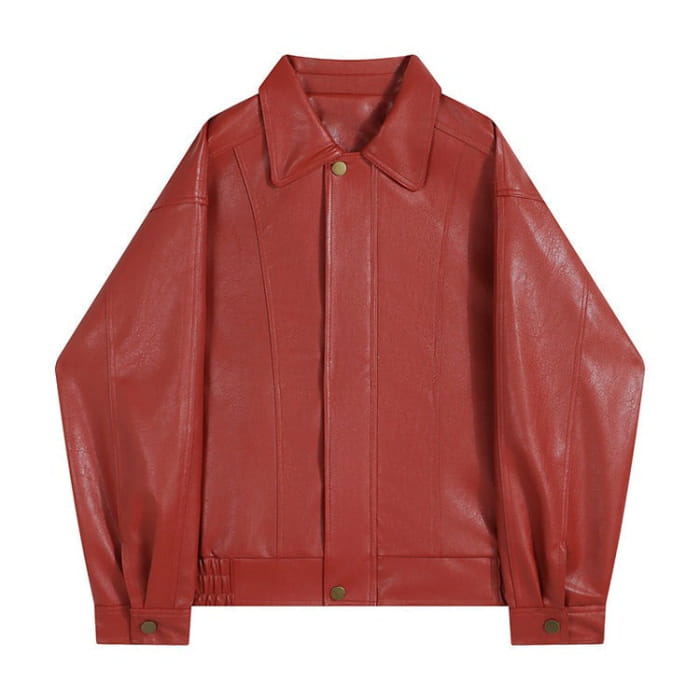 Red Leather Jacket - S / Jackets