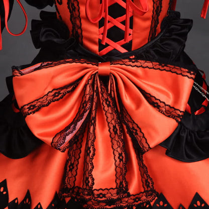 Red Lolita Princess Cosplay Lace Up Dress - One Size