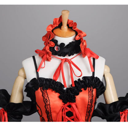 Red Lolita Princess Cosplay Lace Up Dress - One Size