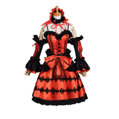 Red Lolita Princess Cosplay Lace Up Dress - One Size