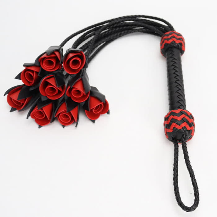 Red Maid Cosplay Leather Rose Whip