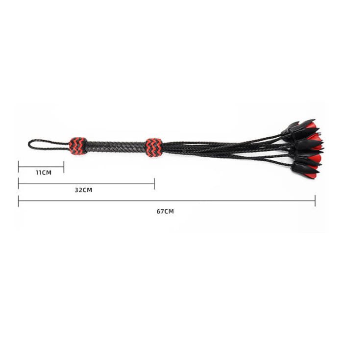 Red Maid Cosplay Leather Rose Whip