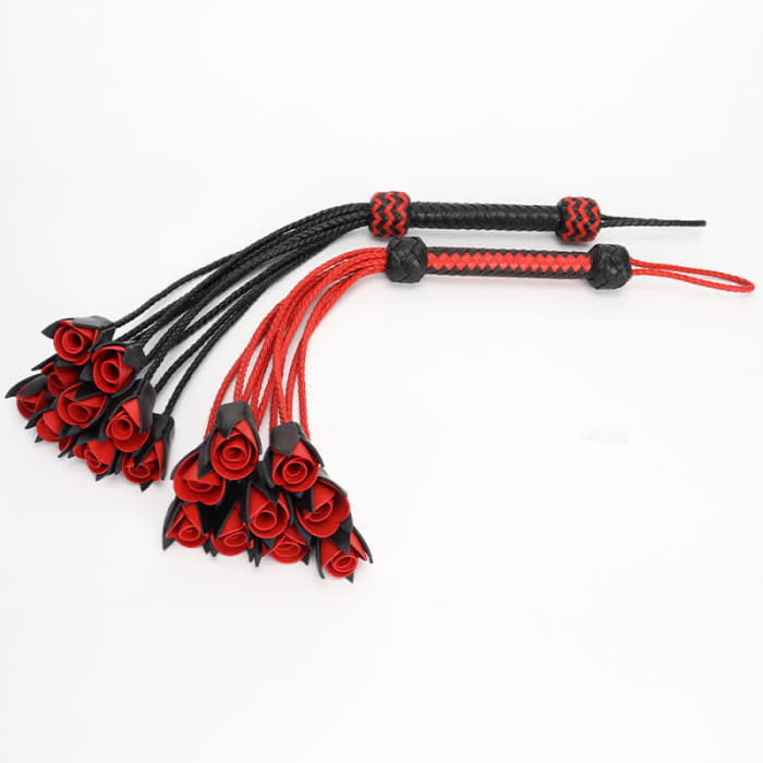 Red Maid Cosplay Leather Rose Whip