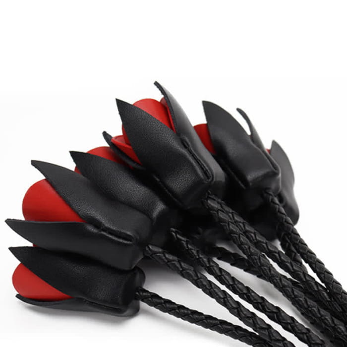 Red Maid Cosplay Leather Rose Whip