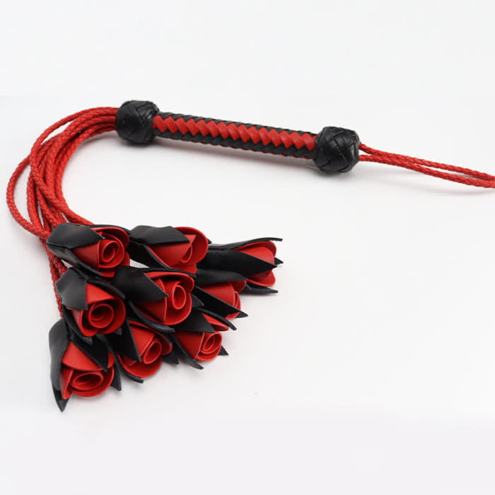 Red Maid Cosplay Leather Rose Whip - One Size