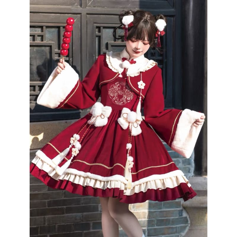 Red Sweet Vintage Chinese Dress - Modern Hanfu