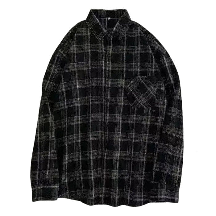 Retro Aesthetic Plaid Shirt - M / Black - Shirts