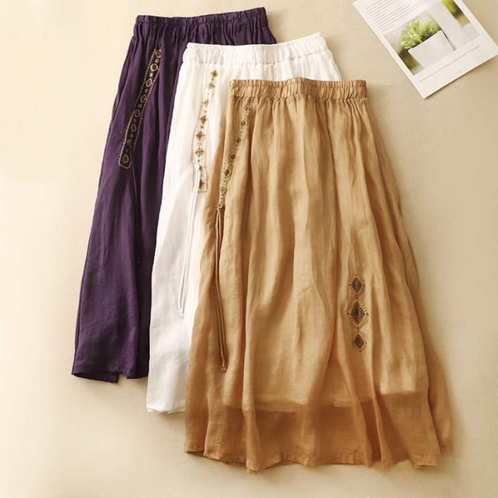 Retro Ethnic-Style Embroidery Skirt