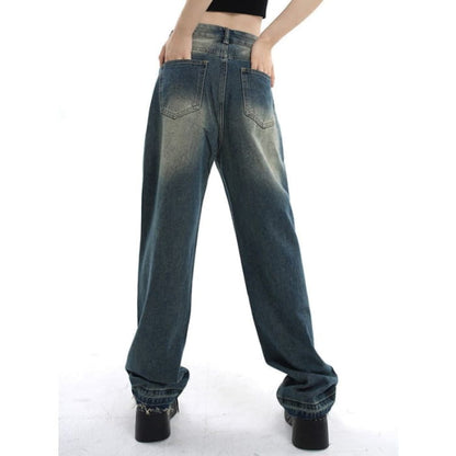 Retro Wide Leg Jeans - Jeans