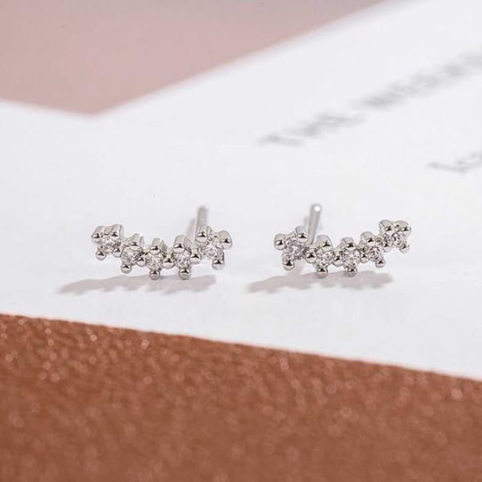 Rhinestone Alloy Crawler Earring - 1 Pair - Silver