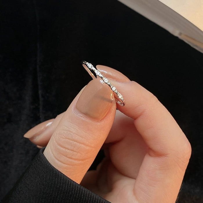 Rhinestone Alloy Open Ring