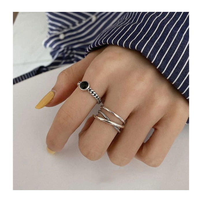 Rhinestone Alloy Open Ring / Layered