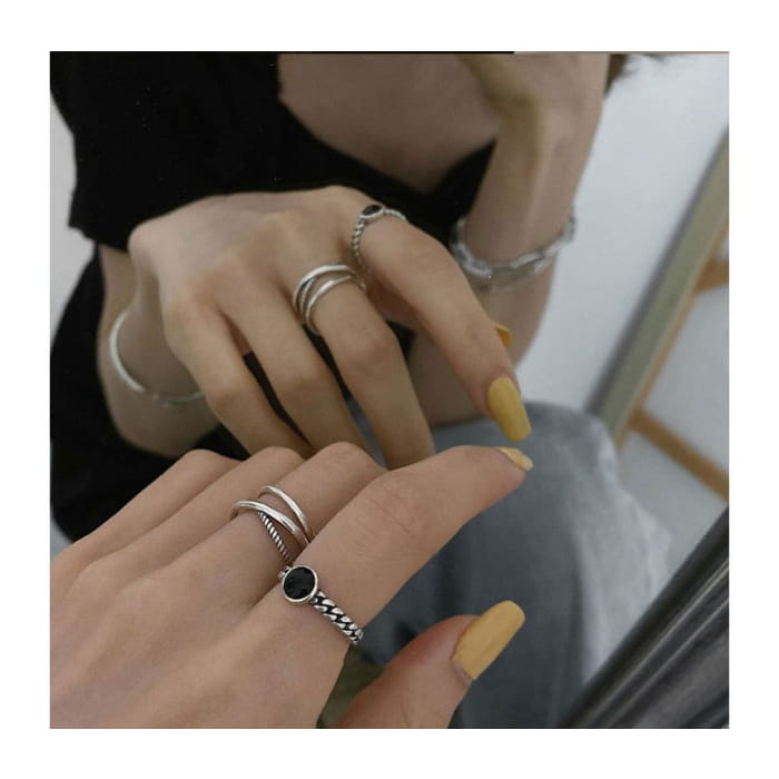 Rhinestone Alloy Open Ring / Layered