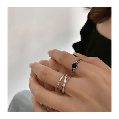 Rhinestone Alloy Open Ring / Layered