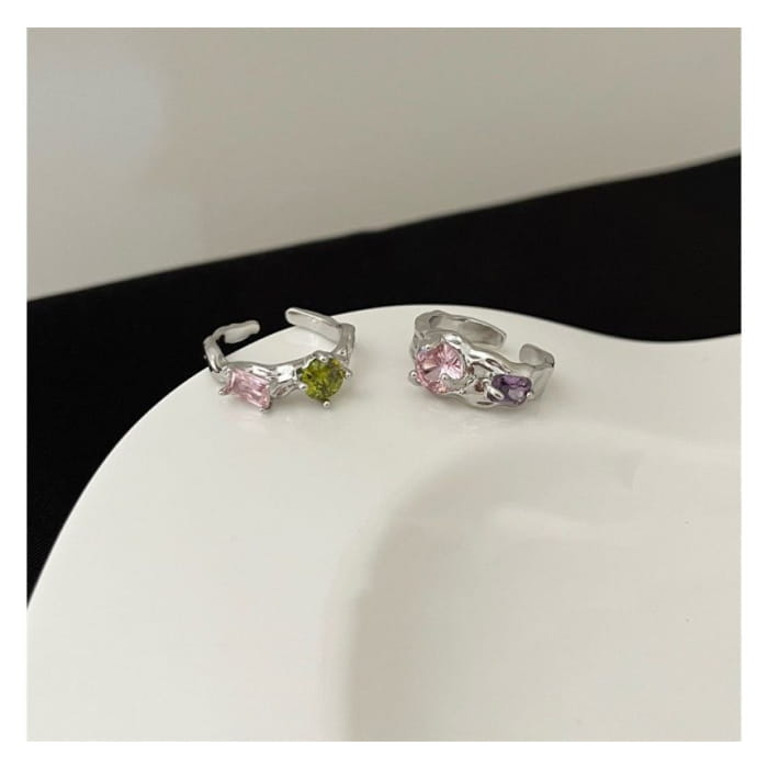 Rhinestone Alloy Open Ring (various designs)