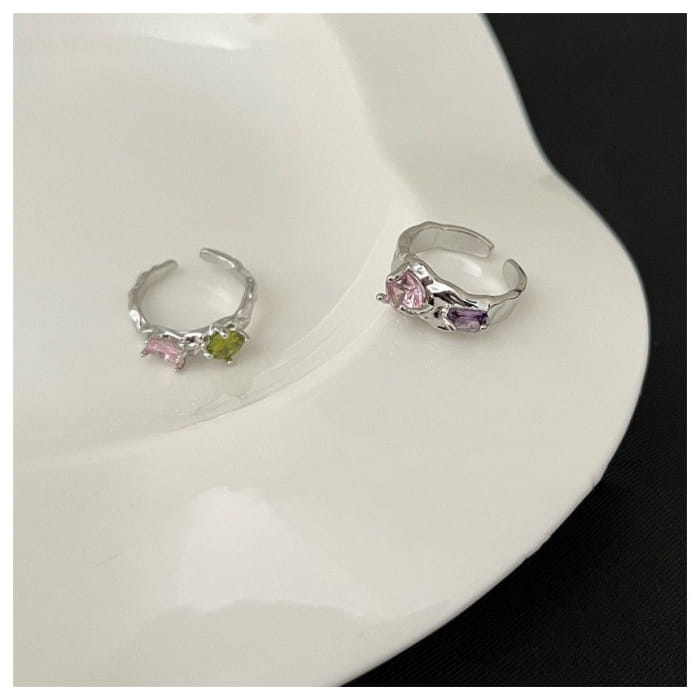 Rhinestone Alloy Open Ring (various designs)