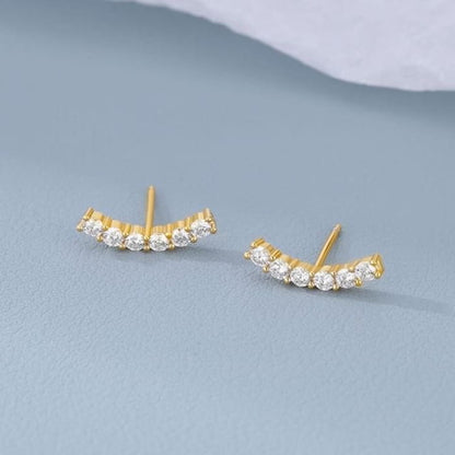 Rhinestone Climber Earring - 1 Pair - Gold / One Size