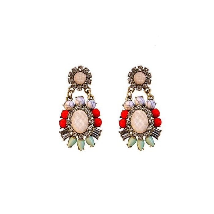 Rhinestone Drop Earring / Stud - 1 Pair - E5601-2 - Pink