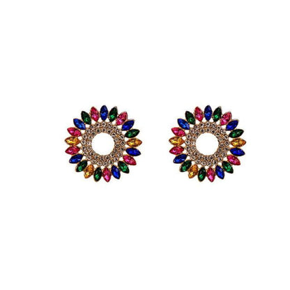 Rhinestone Drop Earring / Stud - 1 Pair - E5629-1 - Blue &