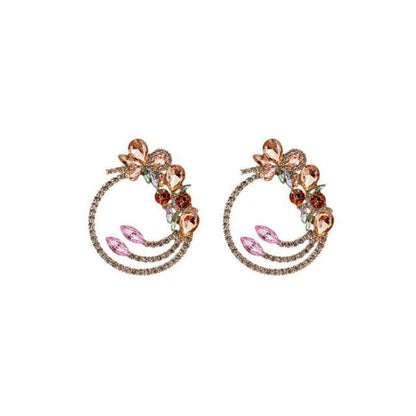 Rhinestone Drop Earring / Stud - 1 Pair - E5710-2 - Gold