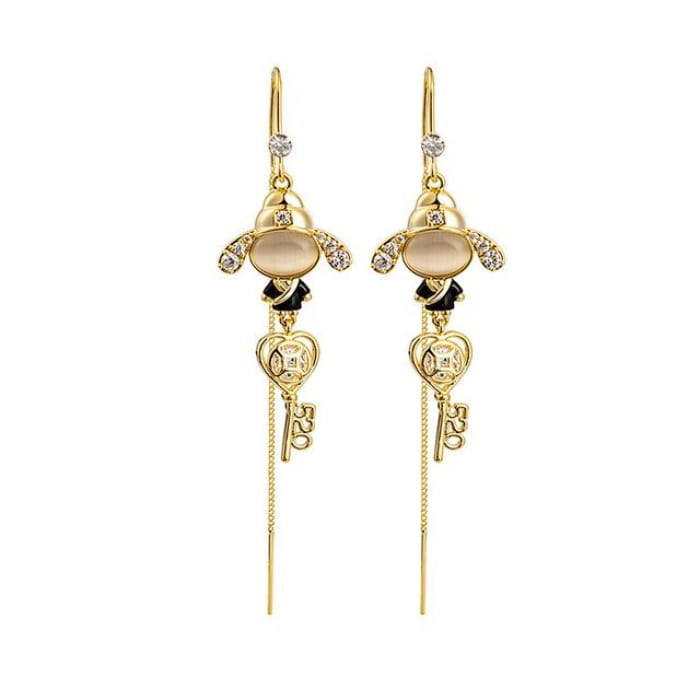 Rhinestone / Faux Cat Eye Stone / Alloy Earring (various