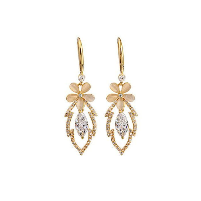 Rhinestone / Faux Cat Eye Stone / Alloy Earring (various