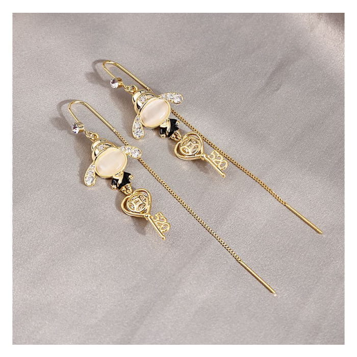 Rhinestone / Faux Cat Eye Stone / Alloy Earring (various