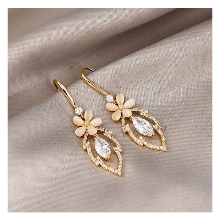 Rhinestone / Faux Cat Eye Stone / Alloy Earring (various