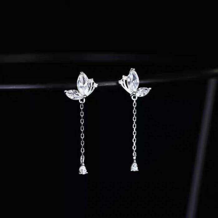 Rhinestone Floral Drop Earring