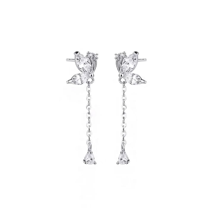 Rhinestone Floral Drop Earring