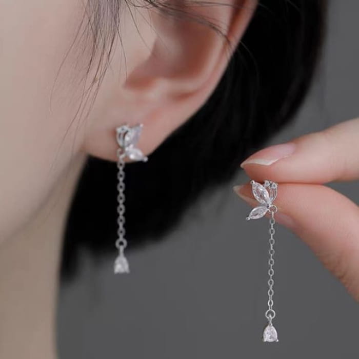 Rhinestone Floral Drop Earring