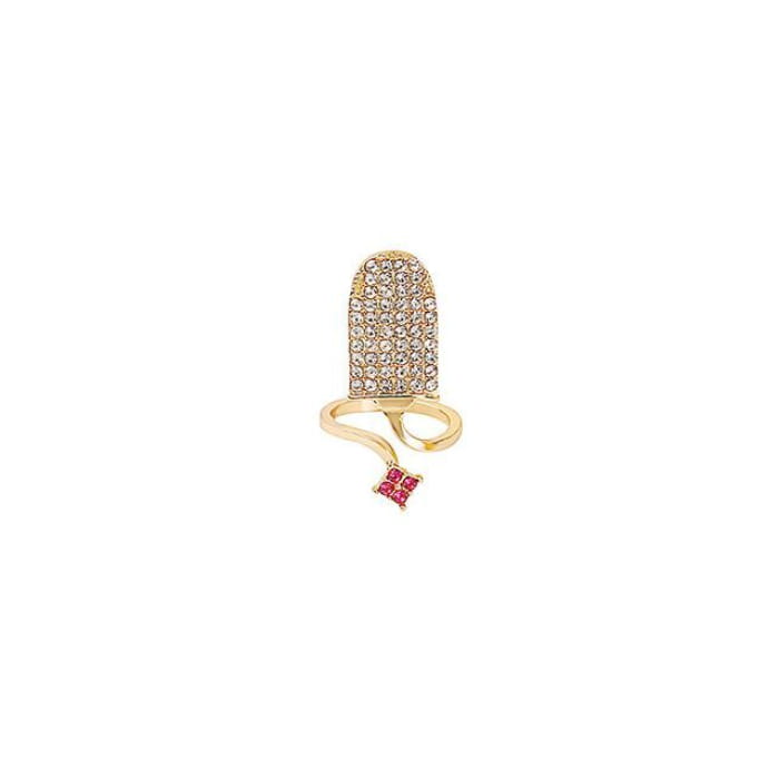 Rhinestone Glaze Nail Ring - 1 Pc - J899-11 - Gold