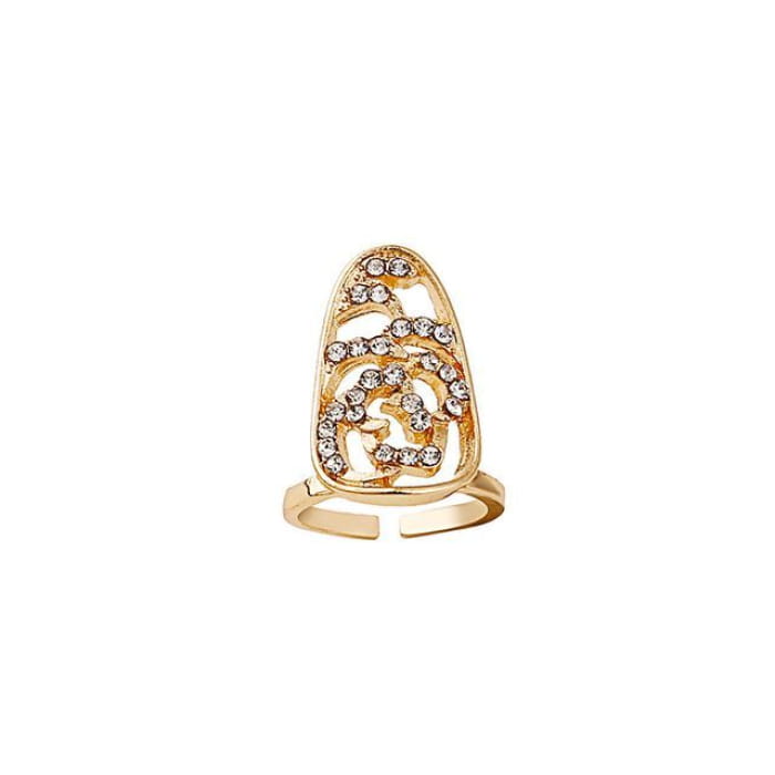 Rhinestone Glaze Nail Ring - 1 Pc - J899-17 - Gold