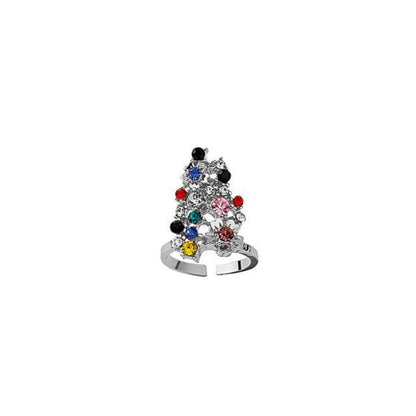 Rhinestone Glaze Nail Ring - 1 Pc - J899-20 - Silver