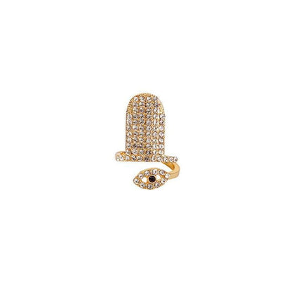 Rhinestone Glaze Nail Ring - 1 Pc - J899-7 - Gold / One Size