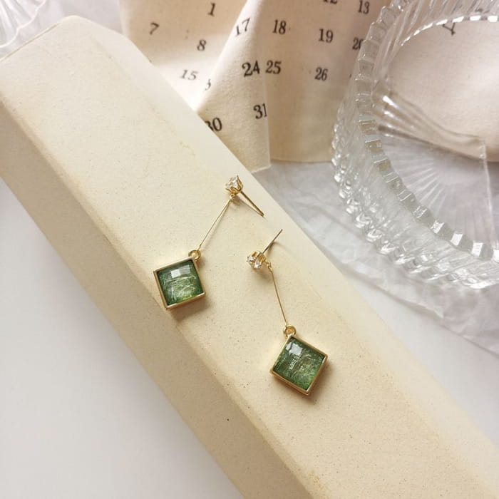 Rhinestone Resin Square Drop Earring