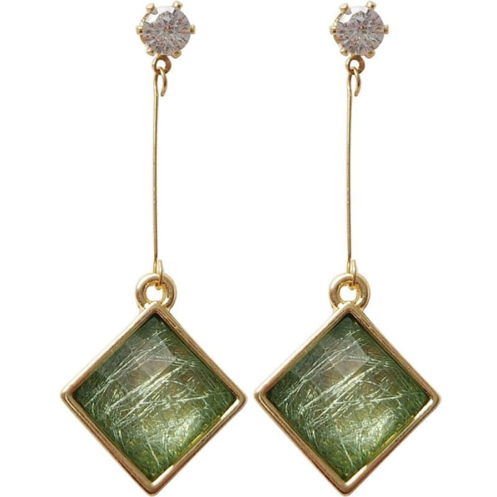 Rhinestone Resin Square Drop Earring