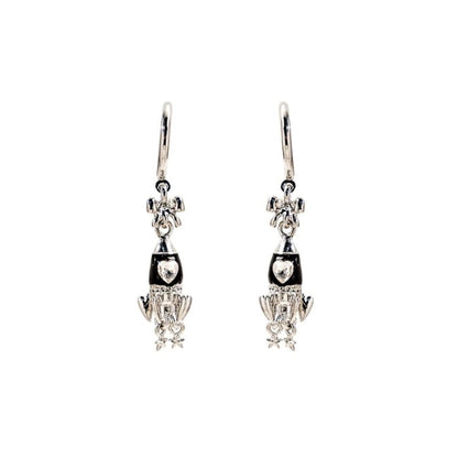 Rhinestone Rocket Hoop Drop Earring - jewelry