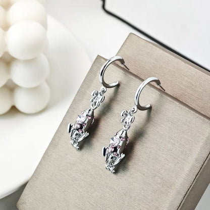 Rhinestone Rocket Hoop Drop Earring - jewelry