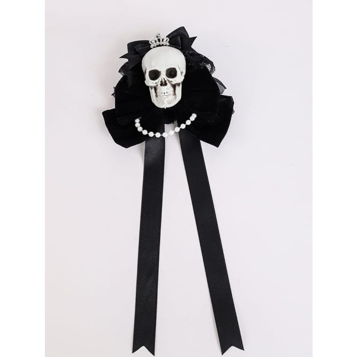 Rhinestoned Crown Black Halloween Skeleton Hairclips