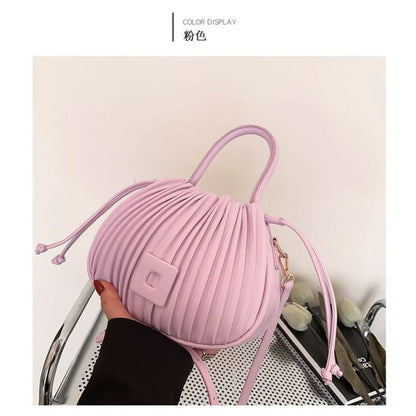 Ribbed Faux Leather Bucket Bag