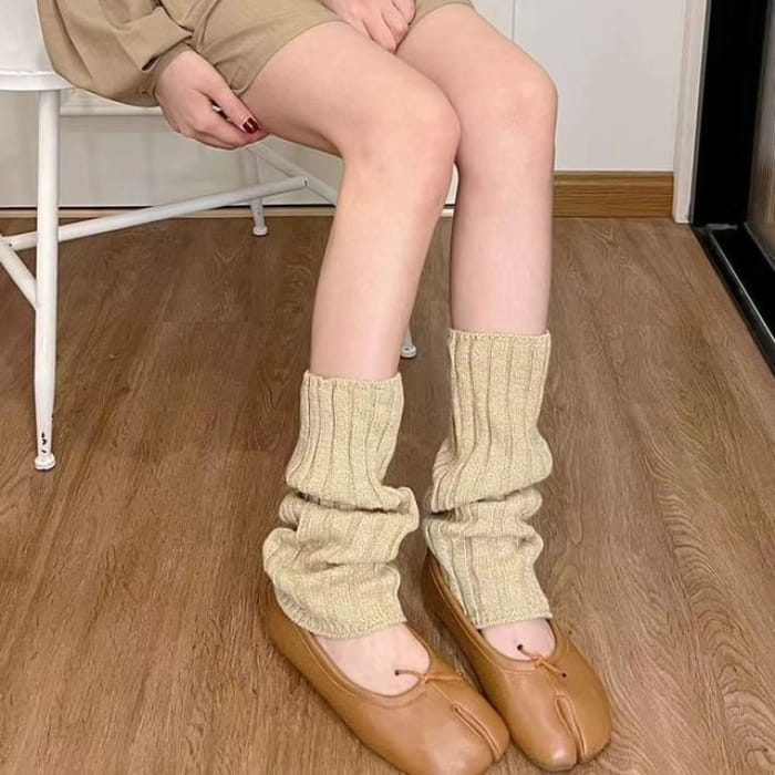 Ribbed Leg Warmers - Brownish Yellow / One Size