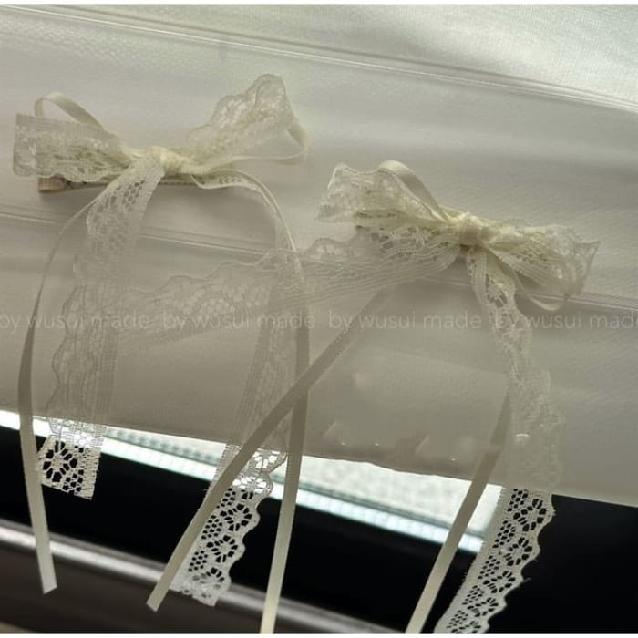 Ribbon Hair Clip - 1 Pc - Lace - White / One Size