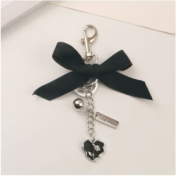 Ribbon Heart Bag Charm Keyring (Various Designs)